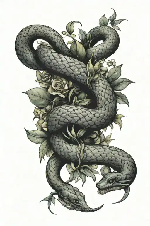 Snake Wrapping Around Leg With Greenery Wraper