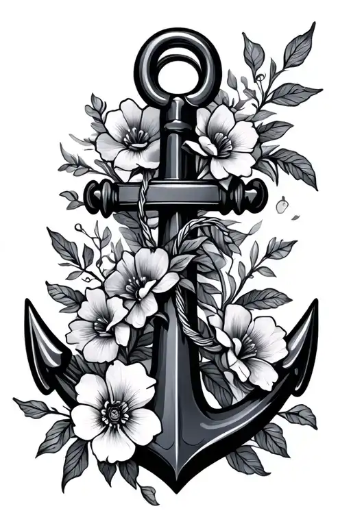 Anchor With Flowers Intertwined