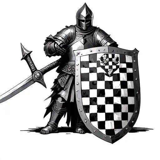 A Knight Drawing His Sword And His Shield Has The Croatian Checkers