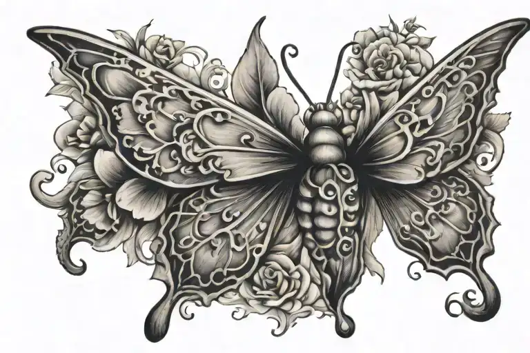 Memorial Tattoo Of Love Ones Forming A Butterfly