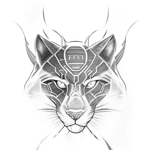 Black Panther Head With Roses