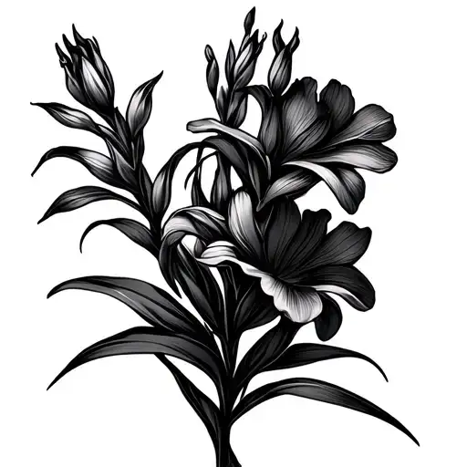 Gladiolus Flower Bouquet Fine Line