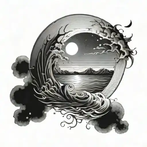 Moon Water Sea Night Sky