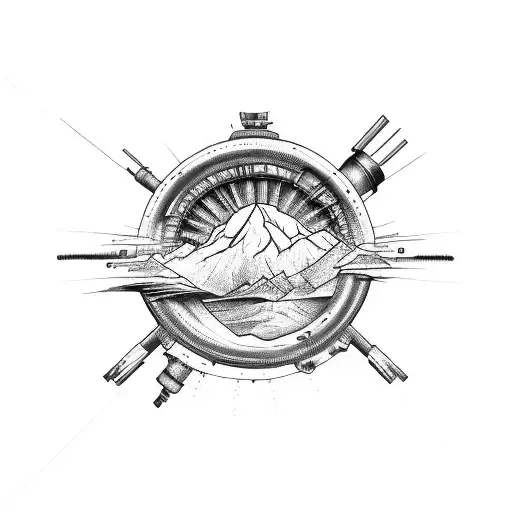 A Detailed Car Engine With Hiking Trails Winding Through It