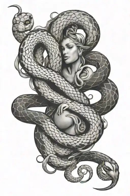 Eve And Snake Coiled