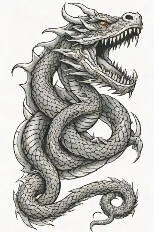 Dragon Biting A Snake