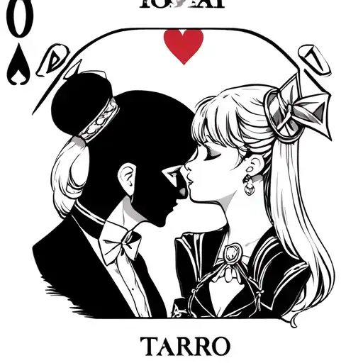 Tuxedo Mask And Sailor Moon Kissing On The Lovers Tarot Card