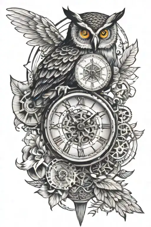 Owl Dragonfly Compass Clock Cogs