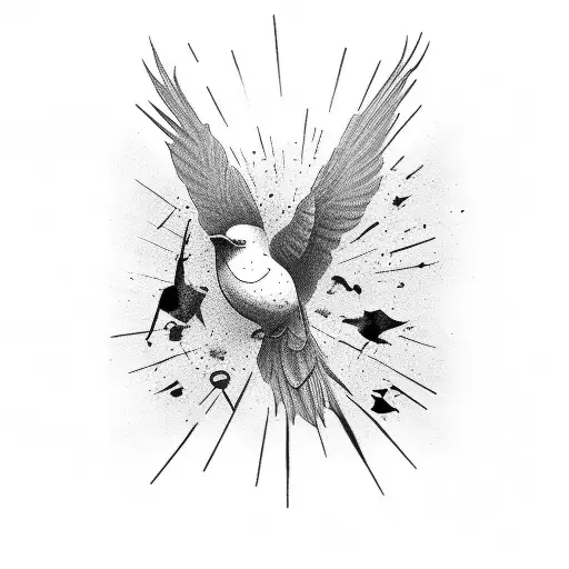 American Bird Dropping Explosive Bomb Tattoo