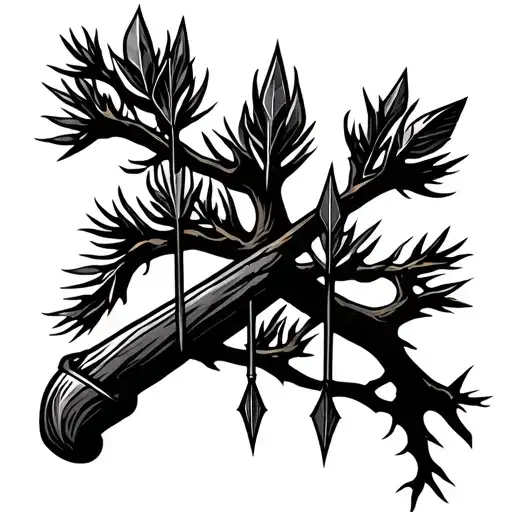 3 Arrows In A Quiver Hanging From A Tamarisk Tree Branch