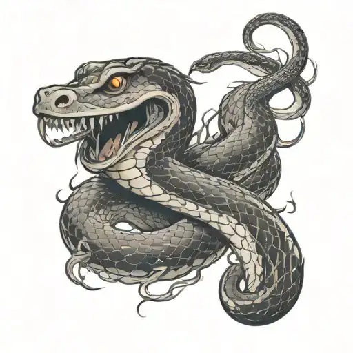 A Snake Shedding Its Skin To Reveal A Hidden Yokai Creature Within