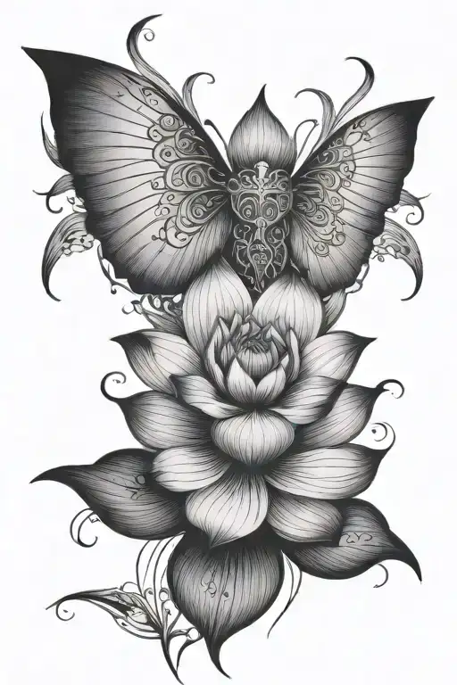 Unalome With Wings Und Lotus