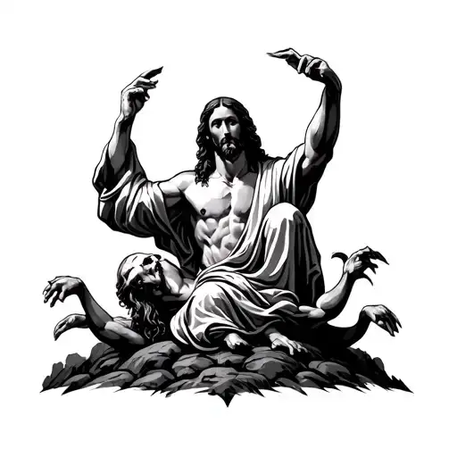 Jesus Christ Defeat Satan On The Hill Surrounded