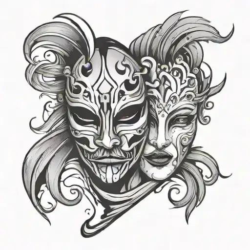 Happy Broken Mask Split In Half