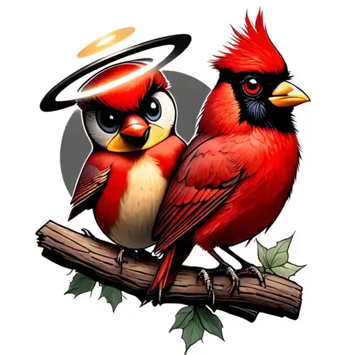 Tweety Bird And Cardinal With Halos