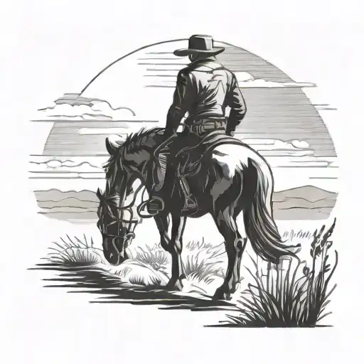 Silhouette Of A Cowboy Walking Away