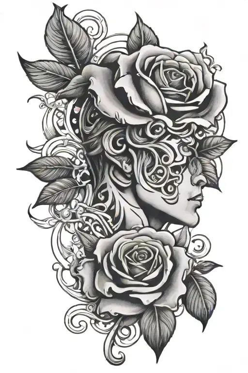 Hermes Cadeceus Through A Rose