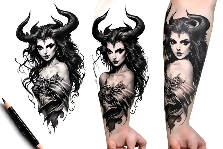 Demon Woman On A Forearm