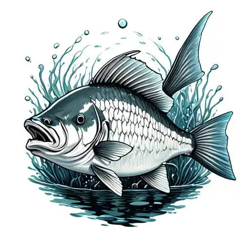 Underwater Carp Fishing Scene