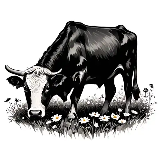 Wild Flower Cow Grazing