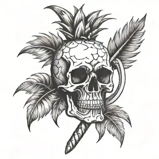 Pineapple With Bar Spoons And A Skull Incorporated Somehow