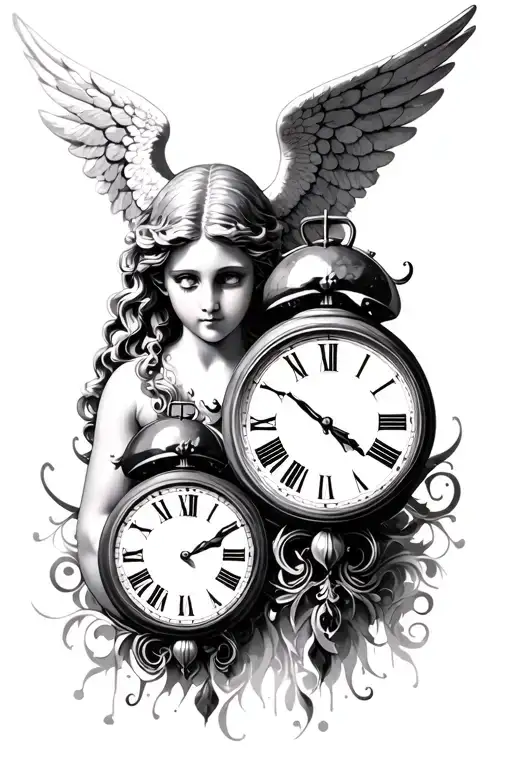 Angel And 2 Clocks