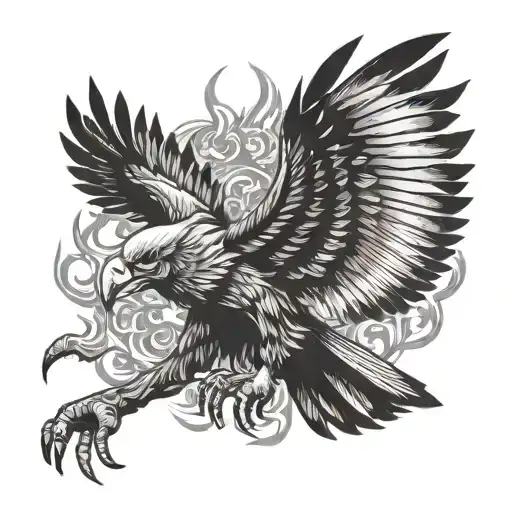 Spread Wing Vulture Made Of Fire