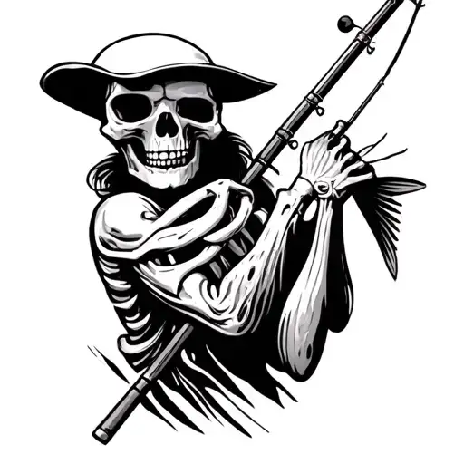 Skelton With Fishing Rod