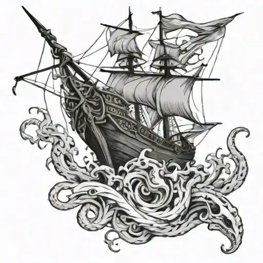 Pirate Ship Being Attacked Snakes Agony Screaming