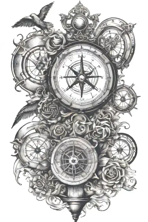 Wisdom Courage Bravery Honor Compass Rose