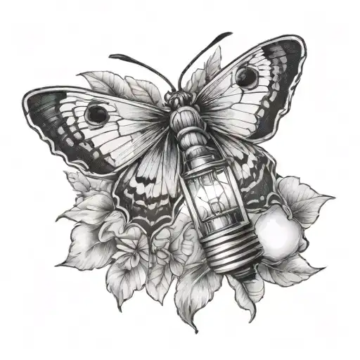 Moth Resting On Edison Light Bulb