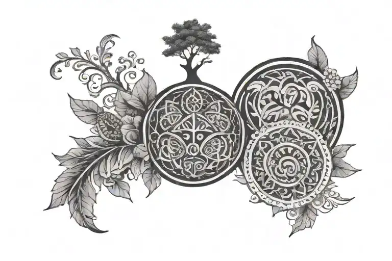 Maori With Mandala And Tree Of Life Intertwined