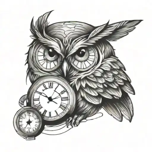Minimalist Owl With Clock Inside
