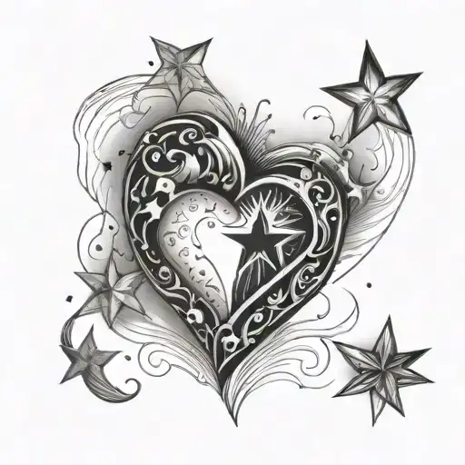 Piece Of Heart And A Star In Sky Filled
