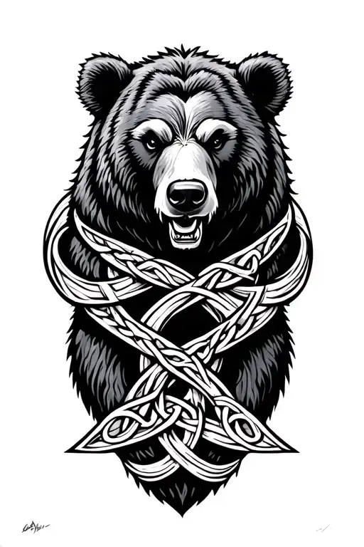 Bear Made From A Celtic Trinity Knot Wrapped By Jormungandr