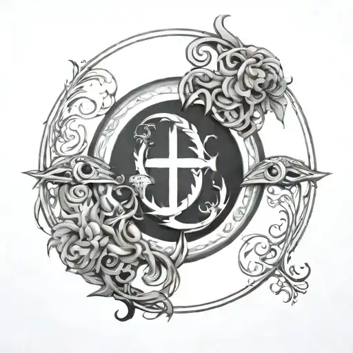 Ouroboros In Circle And Christian Cross In The Middle For Woman