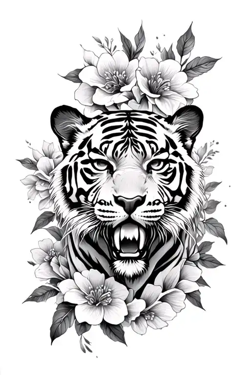 Floral Tiger Surrounded