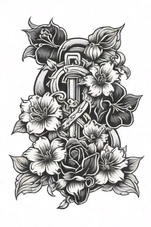 Corpsmen Symbol With Flowers Intertwined