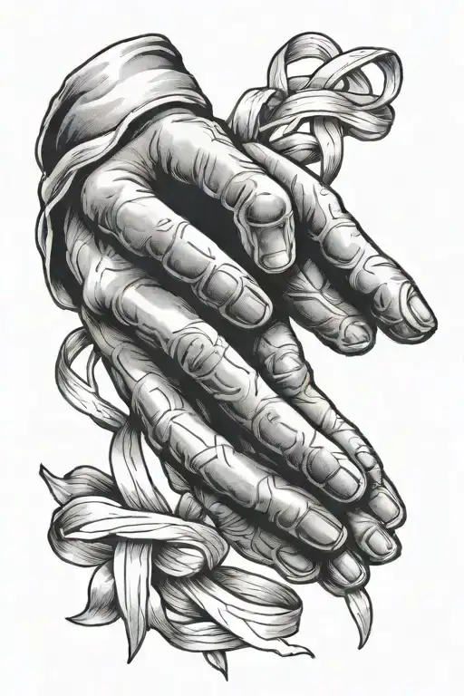 Jesus Hands With Cancer Ribbon Wrapped