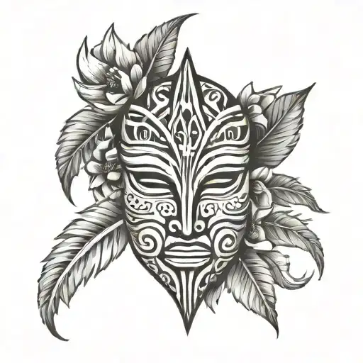 Easy To Draw Wooden Tribal Mask With A Flower Background