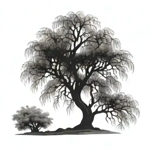 Soft Gothic Willow Tree Silhouette