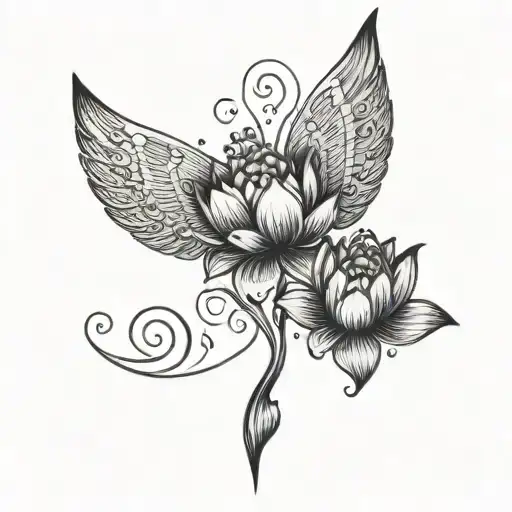 Unalome With Lotus And Wings Spread