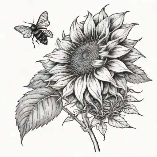 Sunflower Next To A Fly