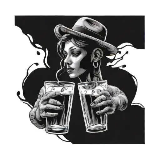 Drink Glass Friend Tattoo Design