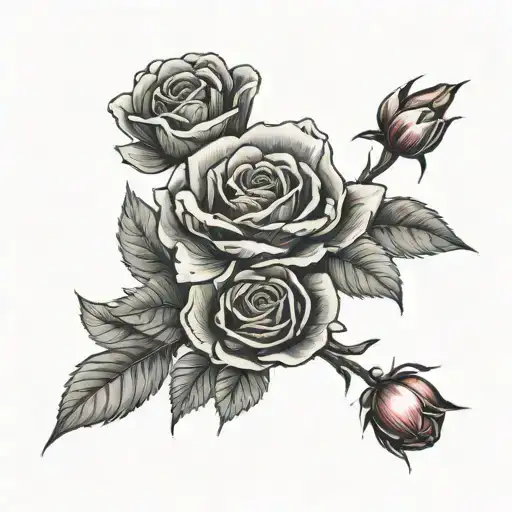 Mayflower And Red Rose And Cherry Blossom Flowers