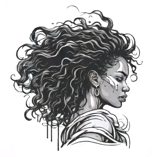 Black Woman With Tear Running Down