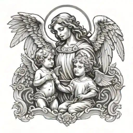 Guardian Angel Protecting Two Sons