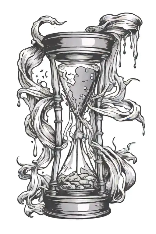 Rotating Hourglass Full Of Blood Pierced By Drum Sticks