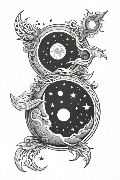 Moon Cycle And Stars