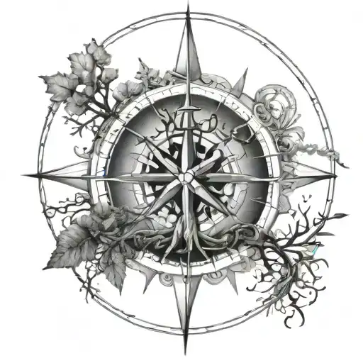 Tree Entangled Into Compass Rose Masculine